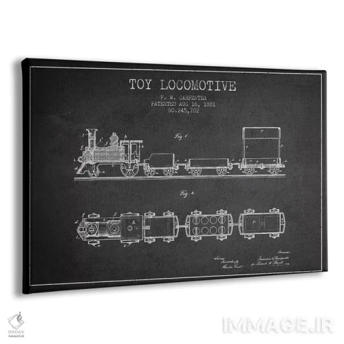 تابلو طرح پتنت لوکوموتیو اسباببازی اف.دبلیو. کارپنتر (ذغالی) اثر پیکسل کهنه (استودیو/نام هنری) - نمای پرسپکتیو محصول