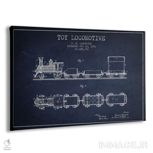 تابلو طرح پتنت لوکوموتیو اسباببازی اف.دبلیو. کارپنتر (آبی نفتی) اثر پیکسل کهنه (استودیو/نام هنری) - نمای پرسپکتیو محصول