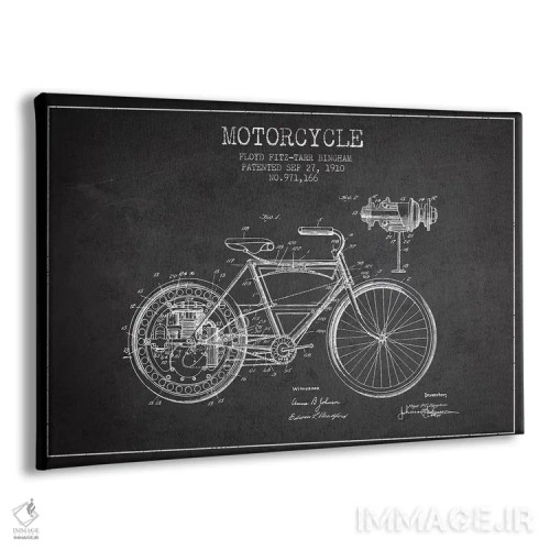 تابلو طرح پتنت موتورسیکلت فلوید بینگهام (ذغالی) اثر پیکسل کهنه (استودیو/نام هنری) - نمای پرسپکتیو محصول