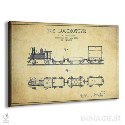 تابلو طرح پتنت لوکوموتیو اسباببازی اف.دبلیو. کارپنتر (طرح قدیمی) اثر پیکسل کهنه (استودیو/نام هنری) - نمای پرسپکتیو محصول