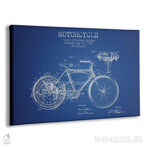 تابلو طرح پتنت موتورسیکلت فلوید بینگهام (شبکه آبی) اثر پیکسل کهنه (استودیو/نام هنری) - نمای پرسپکتیو محصول