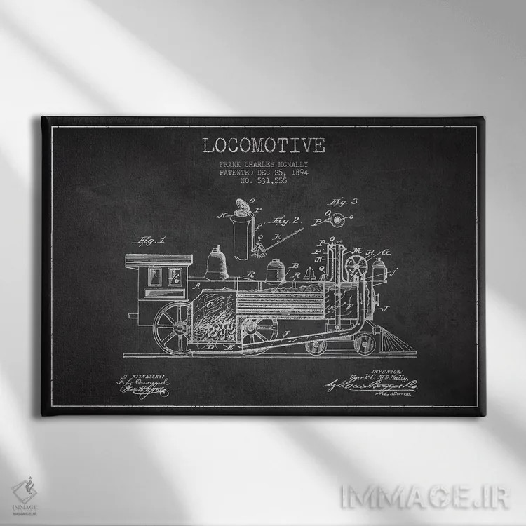تابلو طرح الگو لوکوموتیو فرانک سی. مکنالی (ذغالی) اثر پیکسل کهنه (استودیو/نام هنری) - نمای روبهرو روی دیوار