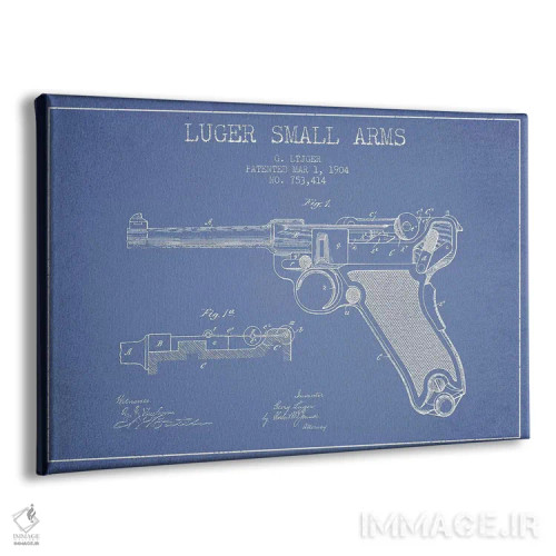تابلو طرح پتنت سلاح گرم جورج لوگر (آبی روشن) اثر پیکسل کهنه (استودیو/نام هنری) - نمای پرسپکتیو محصول
