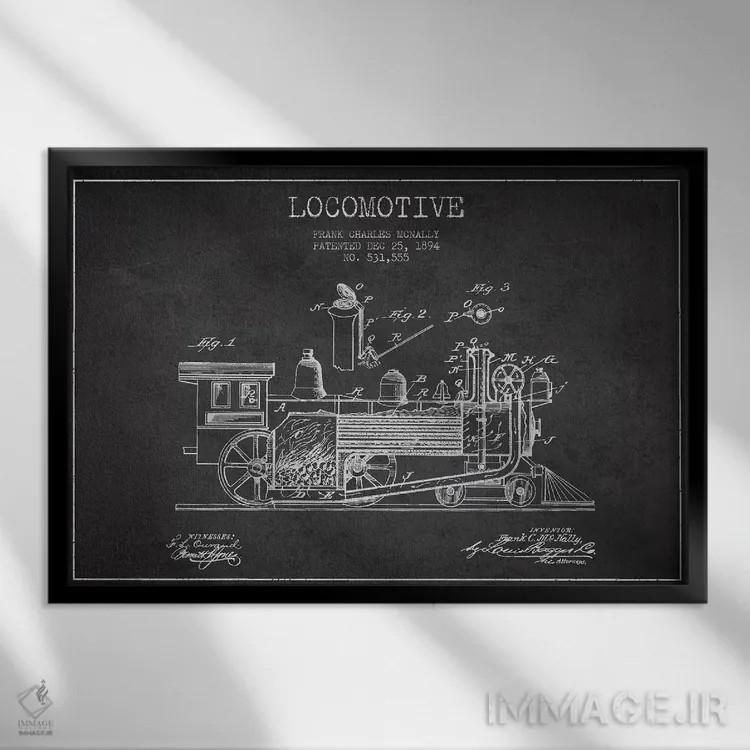 تابلو طرح الگو لوکوموتیو فرانک سی. مکنالی (ذغالی) اثر پیکسل کهنه (استودیو/نام هنری) - نمای قابدار مشکی