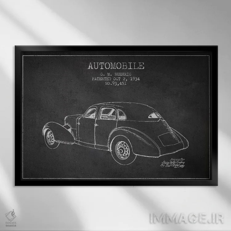 تابلو خودروی کورد جی.ام. بوریگ (ذغالی) I اثر پیکسل کهنه (استودیو/نام هنری) - نمای قابدار مشکی