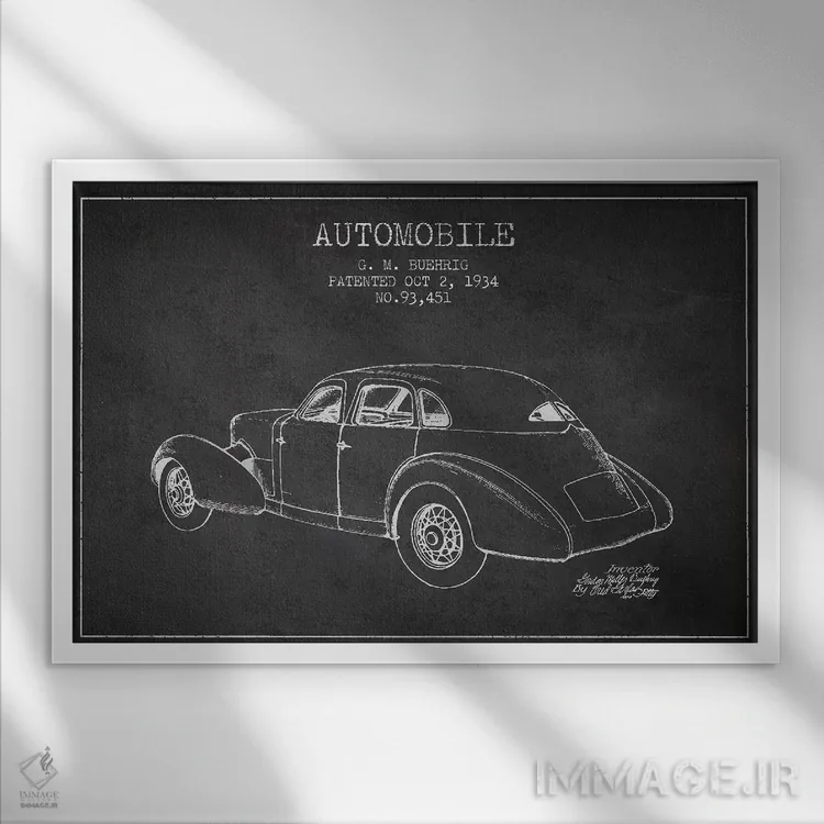 تابلو خودروی کورد جی.ام. بوریگ (ذغالی) I اثر پیکسل کهنه (استودیو/نام هنری) - نمای قابدار سفید