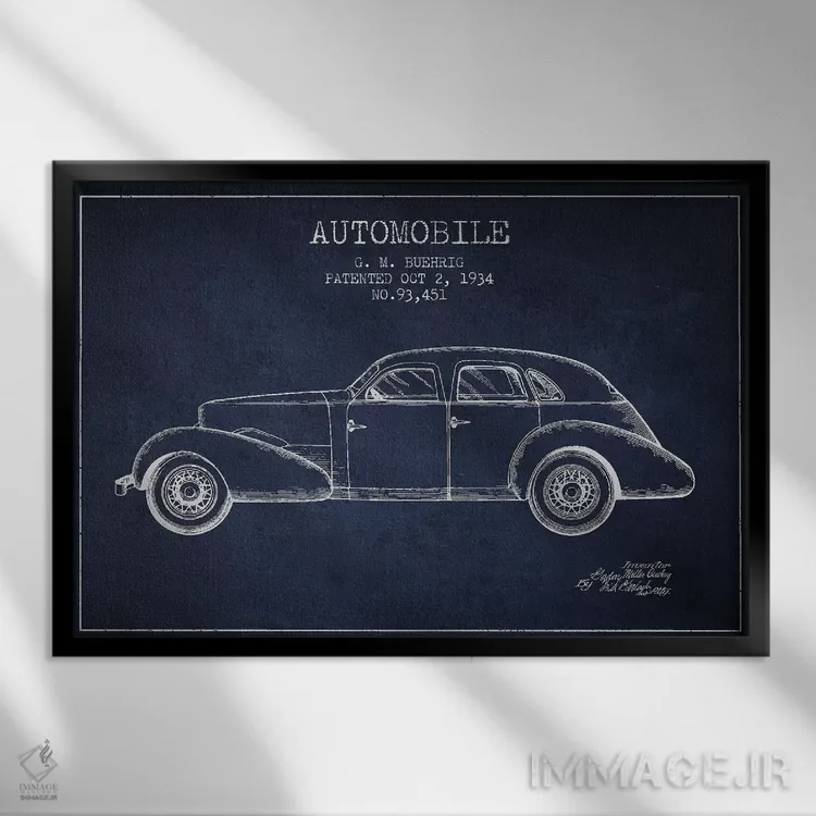 تابلو خودروی کورد جی.ام. بوریگ (آبی نفتی) III اثر پیکسل کهنه (استودیو/نام هنری) - نمای قابدار مشکی