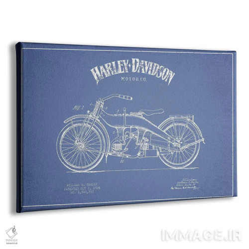 تابلو موتورسیکلتهای هارلی-دیویدسون (آبی روشن) ۳ اثر پیکسل کهنه (استودیو/نام هنری) - نمای پرسپکتیو محصول