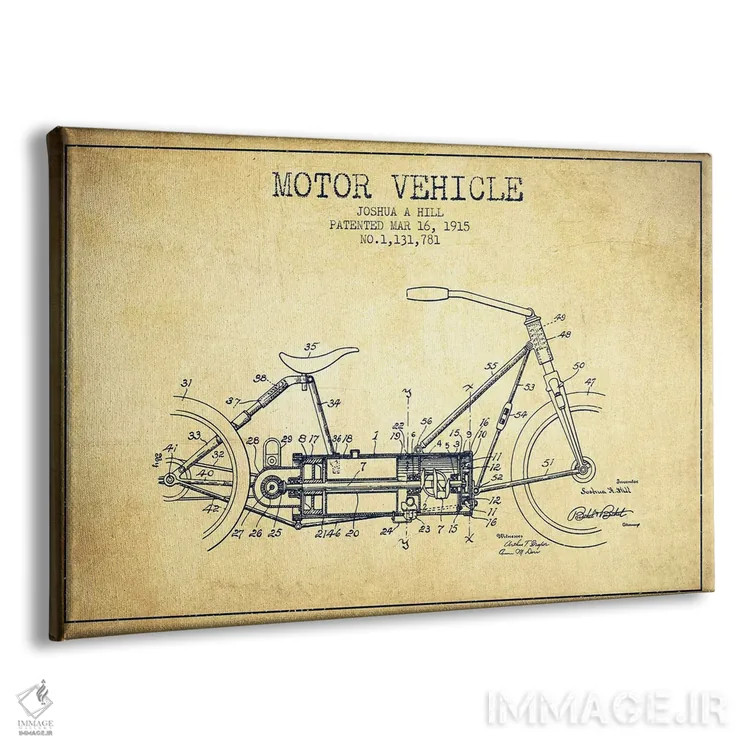 تابلو طرح پتنت قدیمی وسیله نقلیه موتوری جوشوا ای. هیل اثر پیکسل کهنه (استودیو/نام هنری) - نمای پرسپکتیو محصول