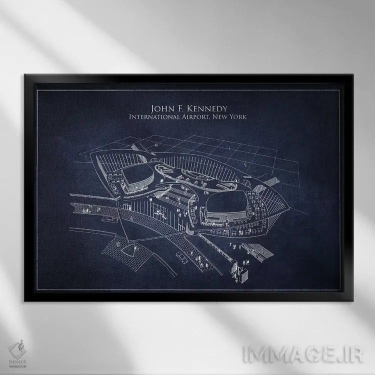 تابلو فرودگاه بینالمللی جان اف. کندی، نیویورک اثر پیکسل کهنه (استودیو/نام هنری) - نمای قابدار مشکی