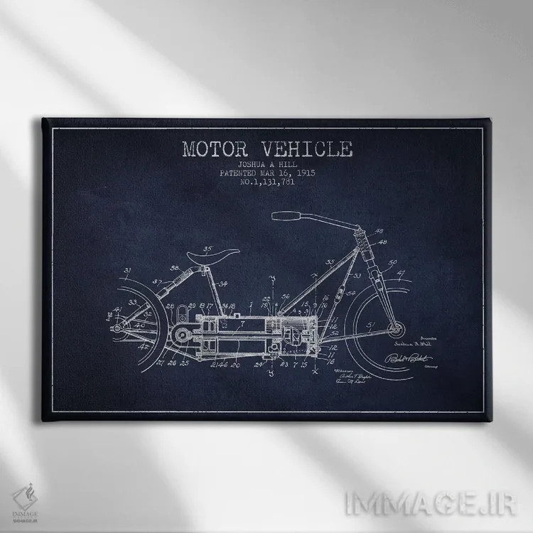 تابلو طرح پتنت وسیله نقلیه موتوری جوشوا ای. هیل (سورمهای) اثر پیکسل کهنه (استودیو/نام هنری) - نمای روبهرو روی دیوار