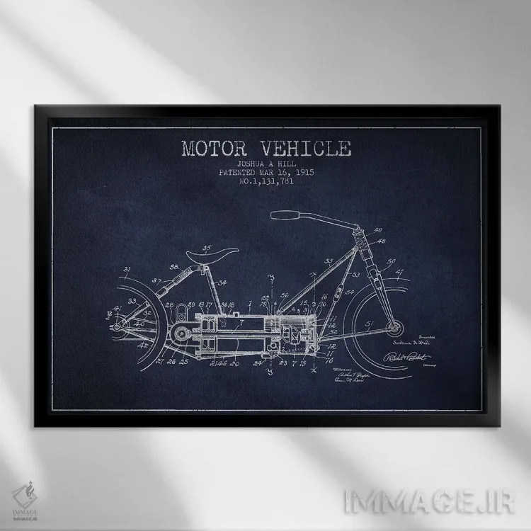 تابلو طرح پتنت وسیله نقلیه موتوری جوشوا ای. هیل (سورمهای) اثر پیکسل کهنه (استودیو/نام هنری) - نمای قابدار مشکی