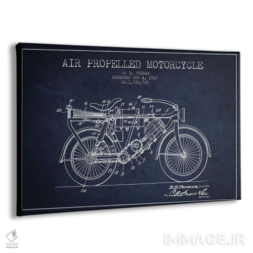 تابلو طرح پتنت موتورسیکلت با پیشران هوا آر.ای. فورمن (سورمهای) اثر پیکسل کهنه (استودیو/نام هنری) - نمای پرسپکتیو محصول