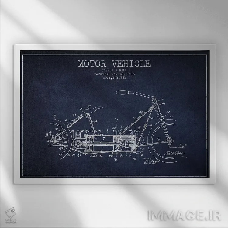 تابلو طرح پتنت وسیله نقلیه موتوری جوشوا ای. هیل (سورمهای) اثر پیکسل کهنه (استودیو/نام هنری) - نمای قابدار سفید