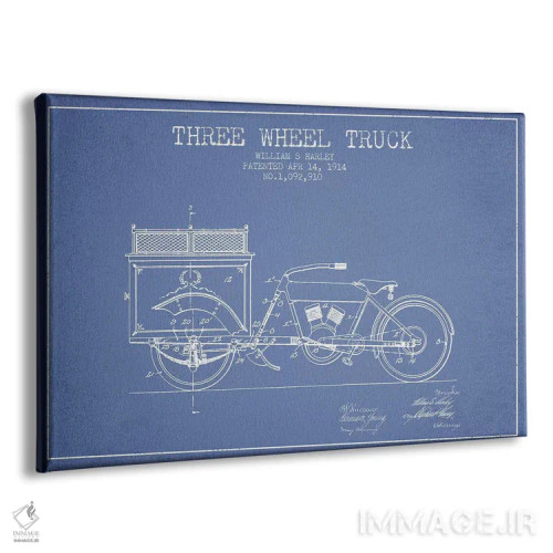 تابلو طرح ثبت اختراع کامیون سهچرخ، اثر William S. Harley (آبی روشن) اثر پیکسل کهنه (استودیو/نام هنری) - نمای پرسپکتیو محصول