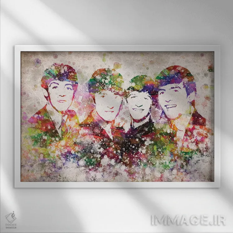 تابلو بیتلز (گروه موسیقی) اثر پیکسل کهنه (استودیو/نام هنری) - نمای قابدار سفید