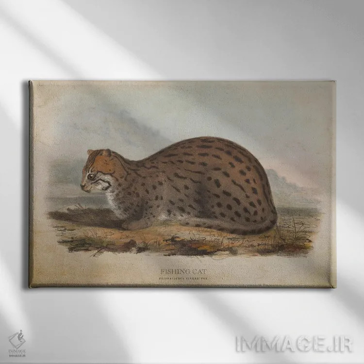 تابلو گربه ماهیگیر (وینتیج) اثر پیکسل کهنه (استودیو/نام هنری) - نمای روبهرو روی دیوار