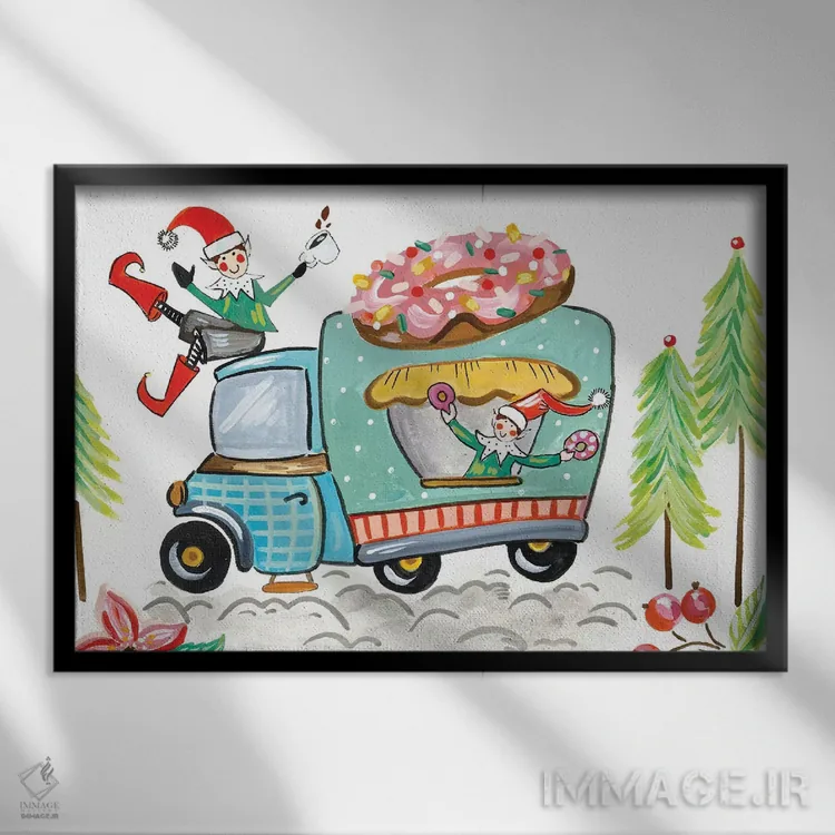 تابلو الفهای دوناتپز (الفهای کوچک شیرینیپز) اثر آنی دل سول - نمای قابدار مشکی