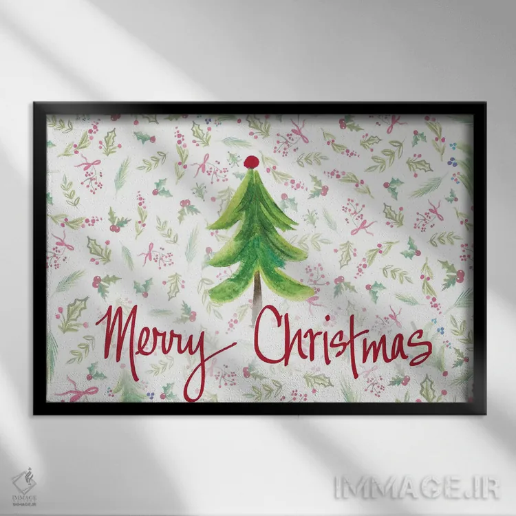 تابلو درخت کریسمس شاد اثر آنی دل سول - نمای قابدار مشکی