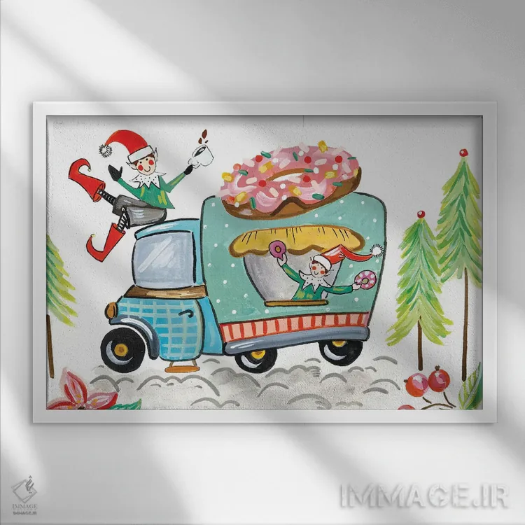 تابلو الفهای دوناتپز (الفهای کوچک شیرینیپز) اثر آنی دل سول - نمای قابدار سفید