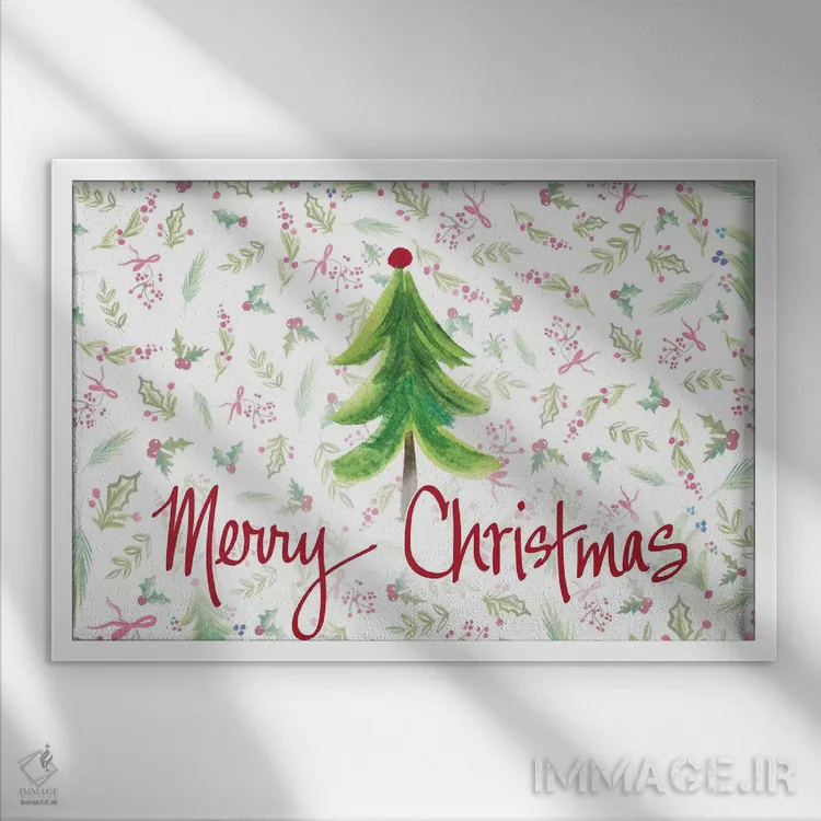 تابلو درخت کریسمس شاد اثر آنی دل سول - نمای قابدار سفید