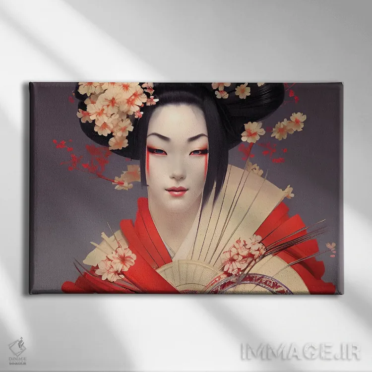 تابلو پرترهٔ یک گیشا اثر آلساندرو دلا توره - نمای روبهرو روی دیوار