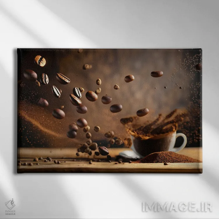 تابلو بارش شهابی دانههای قهوه اثر آلساندرو دلا توره - نمای روبهرو روی دیوار