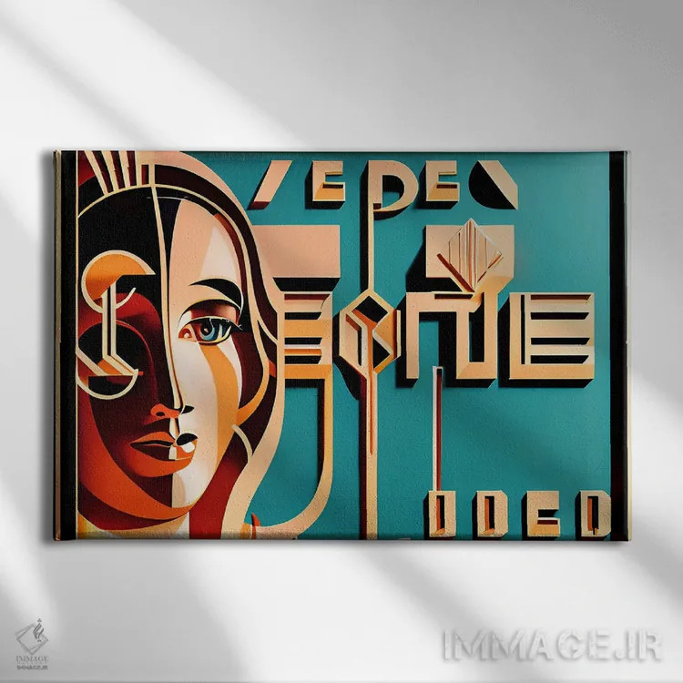 تابلو آرت دکو سایبری هوش مصنوعی اثر آلساندرو دلا توره - نمای روبهرو روی دیوار