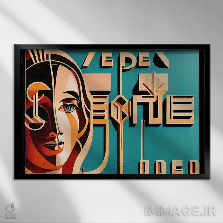 تابلو آرت دکو سایبری هوش مصنوعی اثر آلساندرو دلا توره - نمای قابدار مشکی