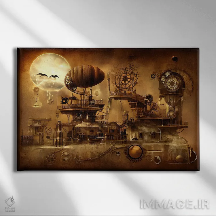 تابلو استیمپانکپرهای هوش مصنوعی مفتخر میشوند اثر آلساندرو دلا توره - نمای روبهرو روی دیوار