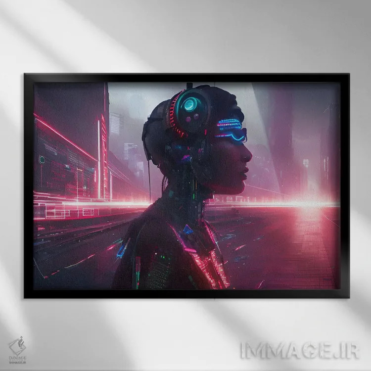 تابلو جاشوا سایبرپانک (نام خاص) اثر آلساندرو دلا توره - نمای قابدار مشکی