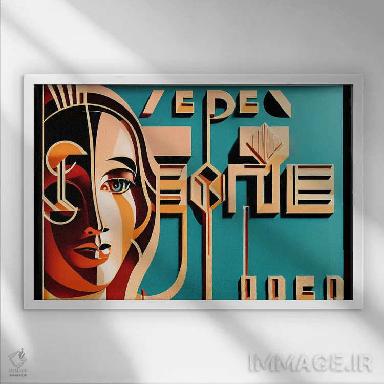 تابلو آرت دکو سایبری هوش مصنوعی اثر آلساندرو دلا توره - نمای قابدار سفید