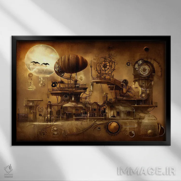 تابلو استیمپانکپرهای هوش مصنوعی مفتخر میشوند اثر آلساندرو دلا توره - نمای قابدار مشکی