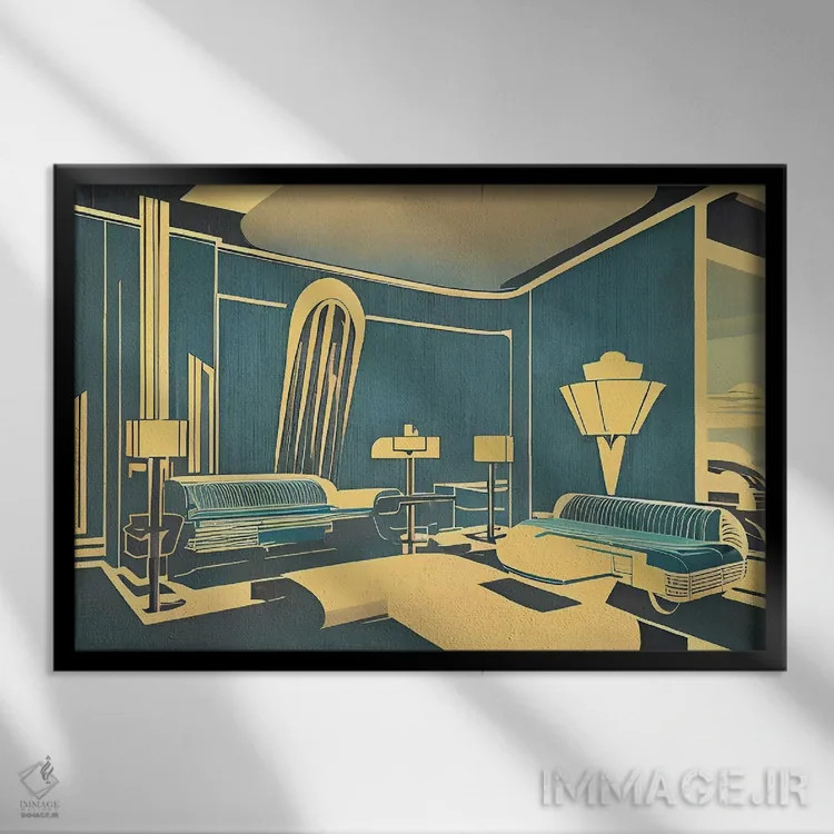 تابلو طراحی داخلی آرت دکو ۱ اثر آلساندرو دلا توره - نمای قابدار مشکی
