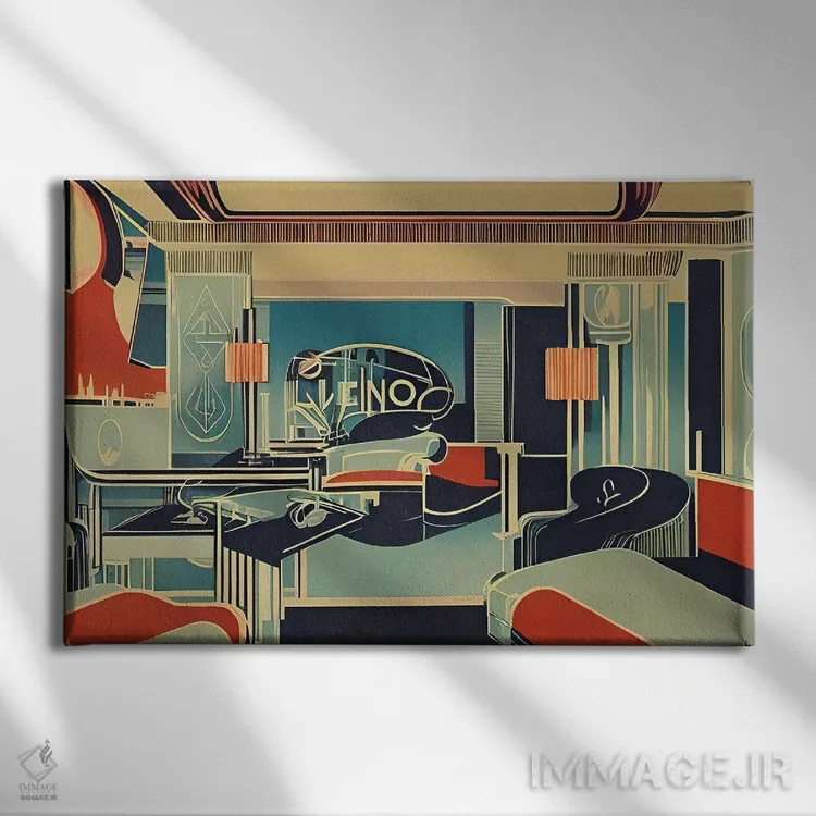 تابلو طراحی داخلی آرت دکو ۵ اثر آلساندرو دلا توره - نمای روبهرو روی دیوار