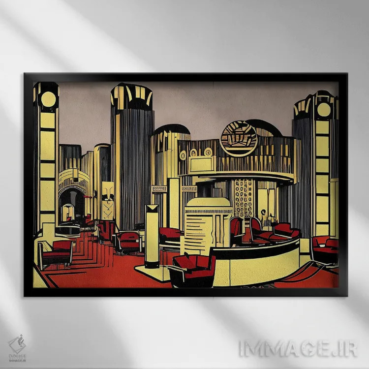 تابلو طراحی داخلی آرت دکو ۳ اثر آلساندرو دلا توره - نمای قابدار مشکی