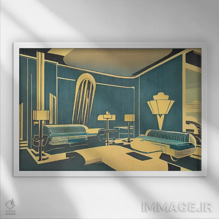 تابلو طراحی داخلی آرت دکو ۱ اثر آلساندرو دلا توره - نمای قابدار سفید