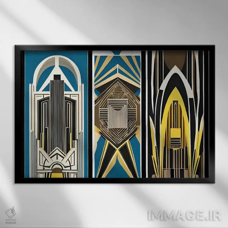 تابلو طراحی داخلی آرت دکو ۴ اثر آلساندرو دلا توره - نمای قابدار مشکی