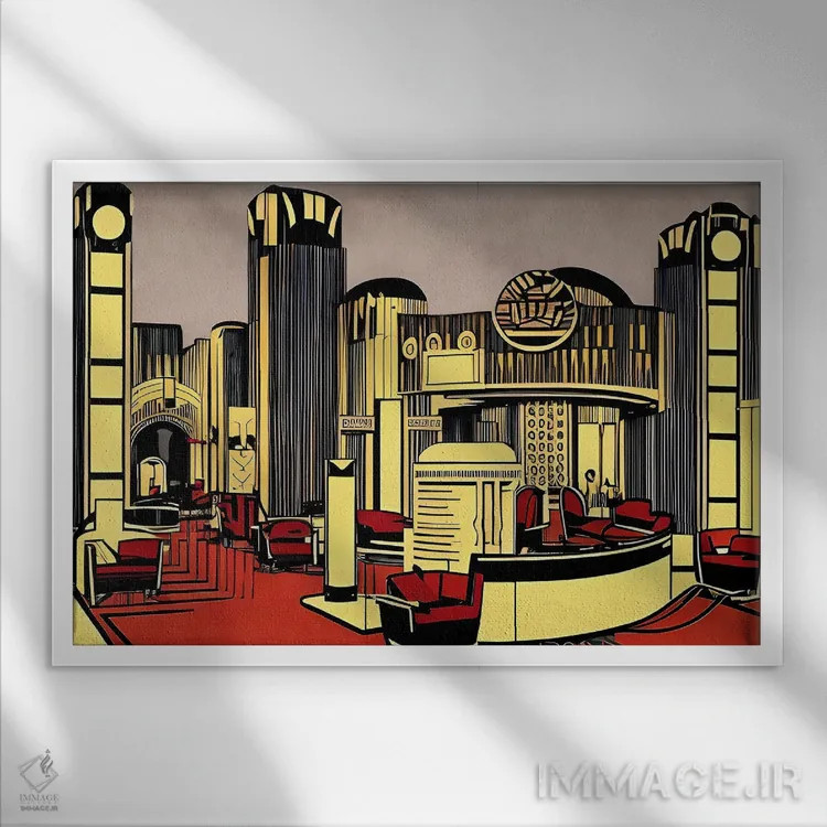 تابلو طراحی داخلی آرت دکو ۳ اثر آلساندرو دلا توره - نمای قابدار سفید