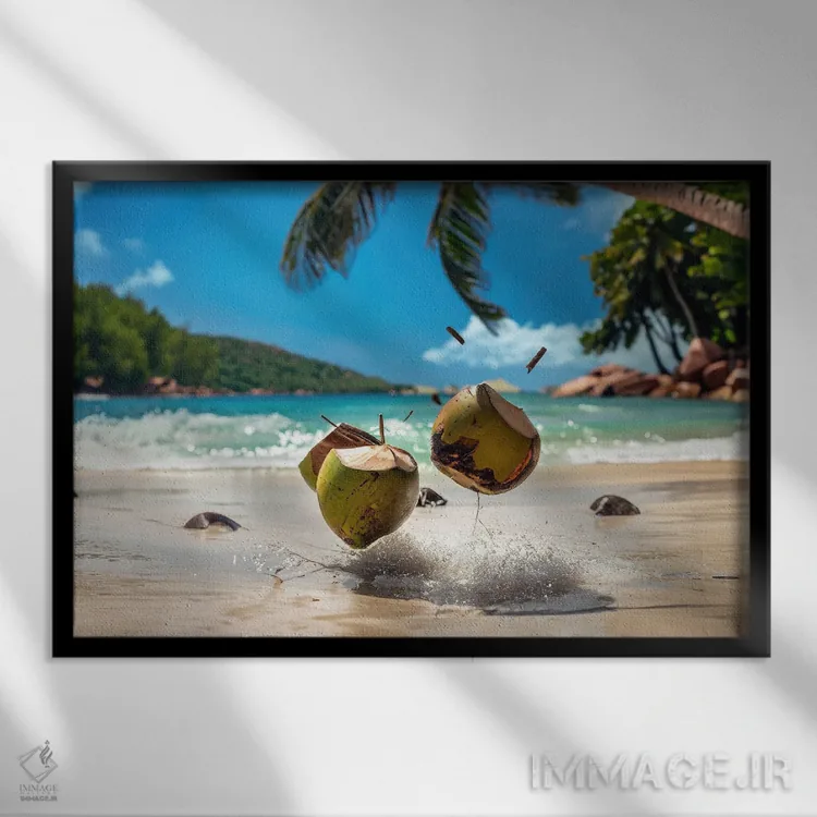 تابلو نارگیلهای سیشل (جزایر) اثر آلساندرو دلا توره - نمای قابدار مشکی