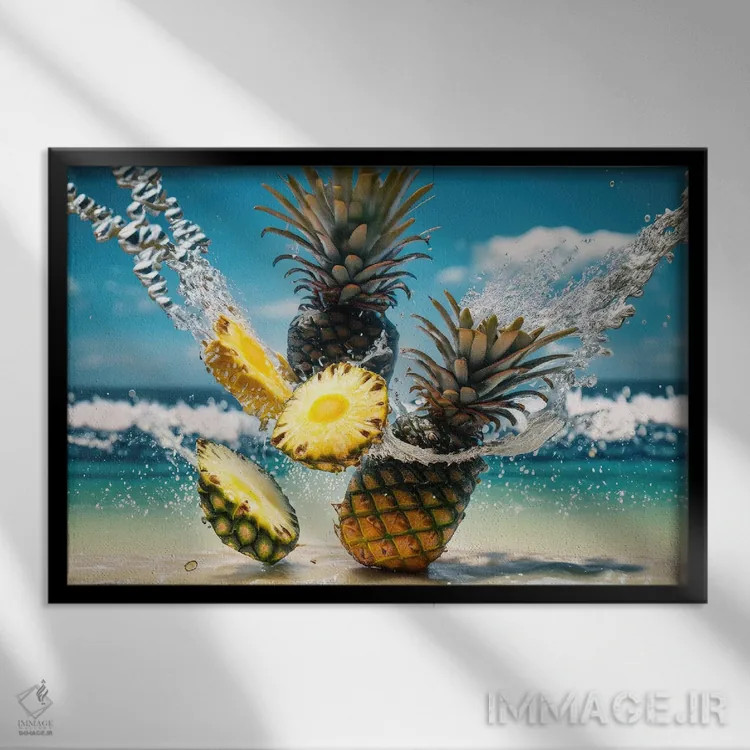 تابلو آناناسهای مالدیو اثر آلساندرو دلا توره - نمای قابدار مشکی