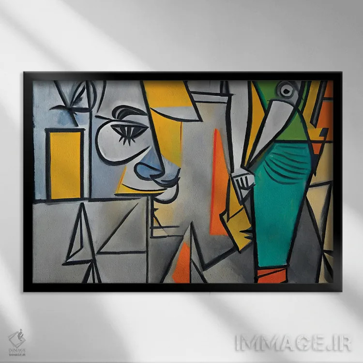 تابلو چند کارگر به سبک پیکاسو اثر آلساندرو دلا توره - نمای قابدار مشکی