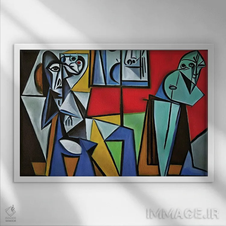 تابلو گالریدار به سبک پیکاسو اثر آلساندرو دلا توره - نمای قابدار سفید