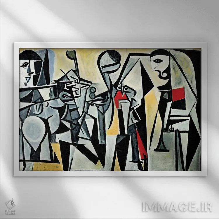تابلو کار سخت به سبک پیکاسو اثر آلساندرو دلا توره - نمای قابدار سفید