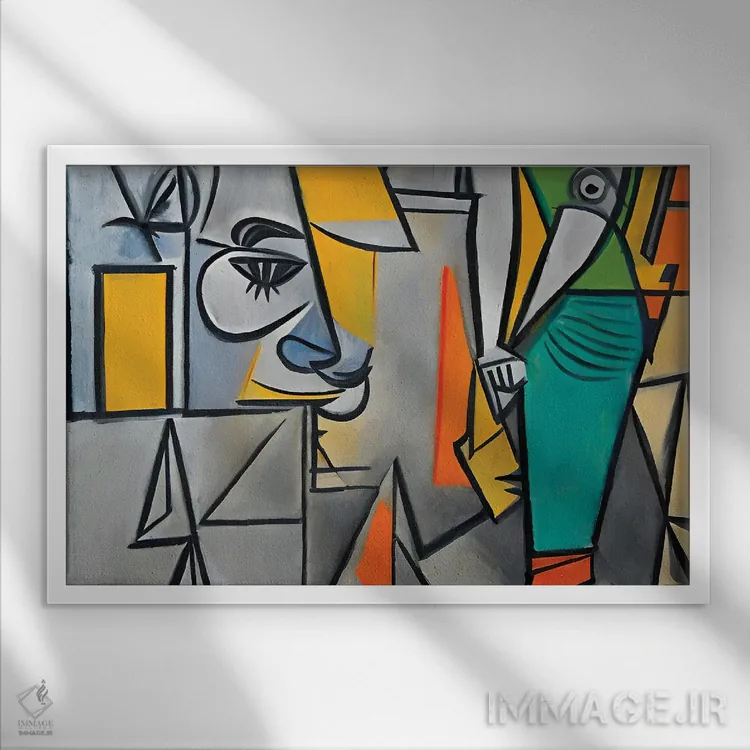 تابلو چند کارگر به سبک پیکاسو اثر آلساندرو دلا توره - نمای قابدار سفید