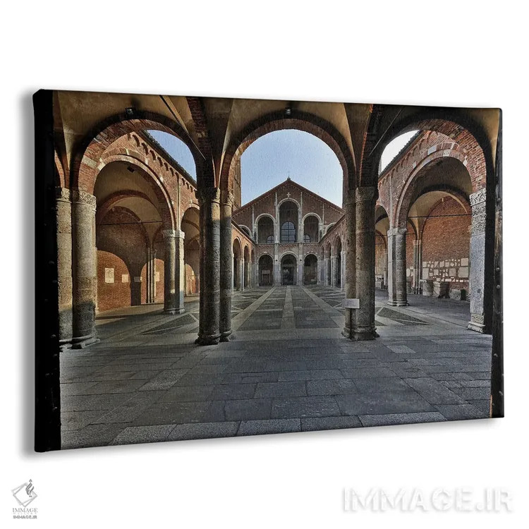 تابلو کلیسای سانتامبروجو در میلان ایتالیا (سبک رومانیک) ۲ اثر آلساندرو دلا توره - نمای پرسپکتیو محصول