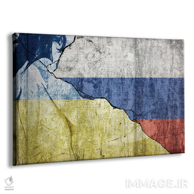 تابلو روسیه و اوکراین تقسیمشده به خاطر جنگ اثر آلساندرو دلا توره - نمای پرسپکتیو محصول