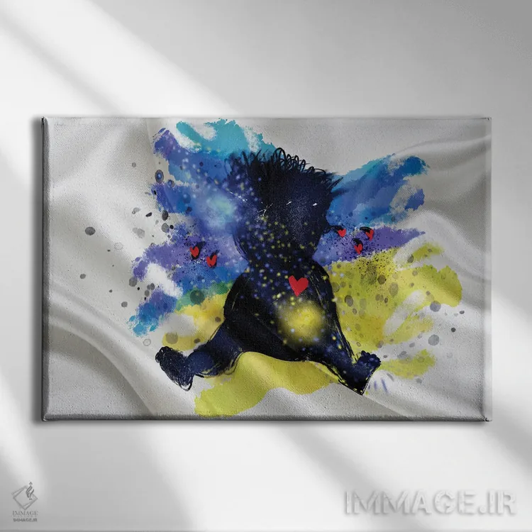 تابلو کودک اوکراینی روی پرچم اثر آلساندرو دلا توره - نمای روبهرو روی دیوار