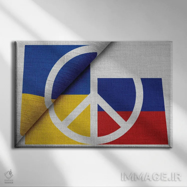 تابلو صلح برای اوکراین و روسیه اثر آلساندرو دلا توره - نمای روبهرو روی دیوار