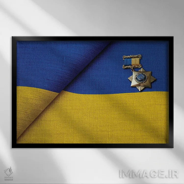 تابلو بیایید به جانباختگان اوکراین احترام بگذاریم اثر آلساندرو دلا توره - نمای قابدار مشکی